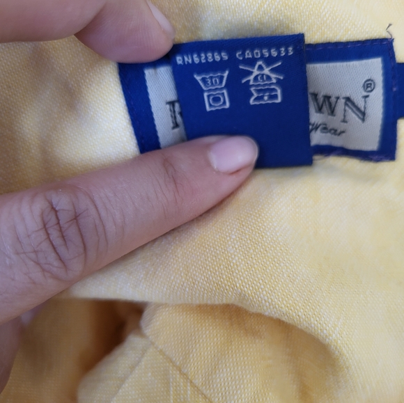 Ruff Hewn Shirt Men's M   Button Down Short Sleeve Yellow - Picture 4 of 8